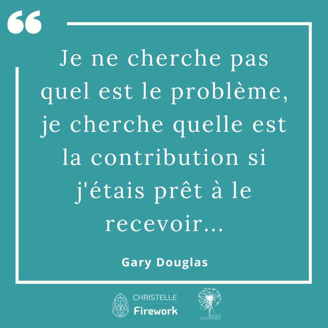 Je ne cherche pas quel est le problème, je cherche quelle est la contribution si j'étais prêt à le recevoir... - Gary douglas