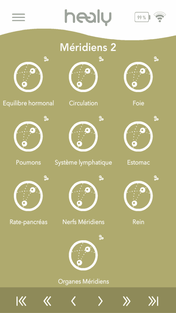 Méridiens, Équilibre hormonal, Circulation, Foie, Poumons, Système lymphatique, Estomac, Rate-pancréas, Méridiens des nerfs, Rein, Méridiens des organes.