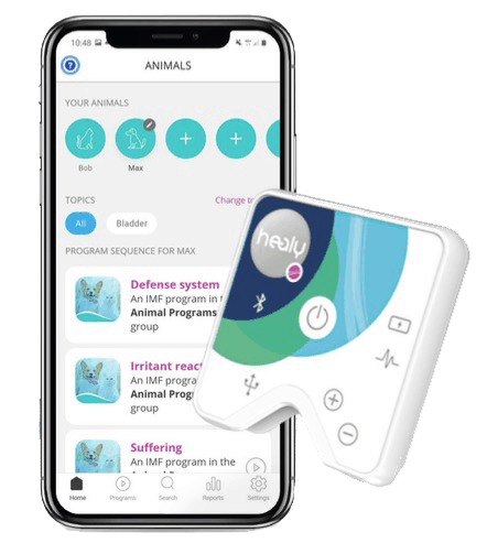 accessoires animaux Cet abonnement est spécifiquement destiné à soutenir la santé et le bien-être des animaux. Nous savons, grâce à des années d’expérience, que les animaux réagissent souvent mieux aux programmes de fréquence de micro-courant individualisés (IMF) que les humains. Le module Animal peut harmoniser le champ bioénergétique de votre animal de manière simple, polyvalente et holistique. Il favorise la paix et fournit la force intérieure et extérieure. En combinaison avec les accessoires pratiques du kit animal, qui peut être acheté séparément, il est encore plus facile de transférer les fréquences individualisées.