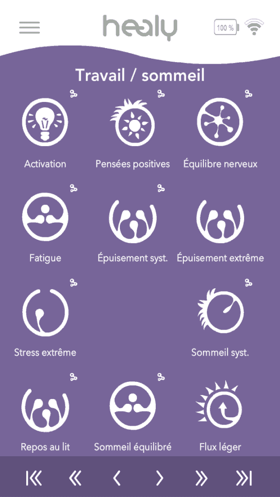 Travail / Sommeil Healy Travail, sommeil, programmes fréquentiels, changement de vie, thérapie fréquentielle, Healy, dispositif médical, certification, classe IIA, Europe, migraine, maux de tête, troubles du sommeil, troubles musculaires, anxiété, douleurs chroniques, troubles squelettiques, dépression, fibromyalgie, stimulation, pensées positives, équilibre nerveux, fatigue, épuisement, système épuisement, épuisement aigu, stress extrême, relaxation profonde, bioénergie, clarté de l'esprit, stress, équilibre psychologique, physique, hormones surrénales.