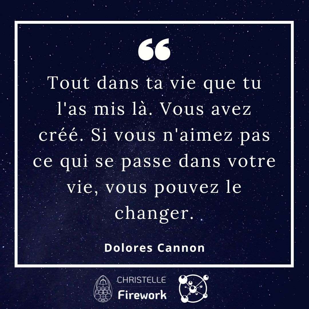 Tout dans ta vie que tu l'as mis là. Vous avez créé. Si vous n'aimez pas ce qui se passe dans votre vie, vous pouvez le changer. - Dolores Cannon