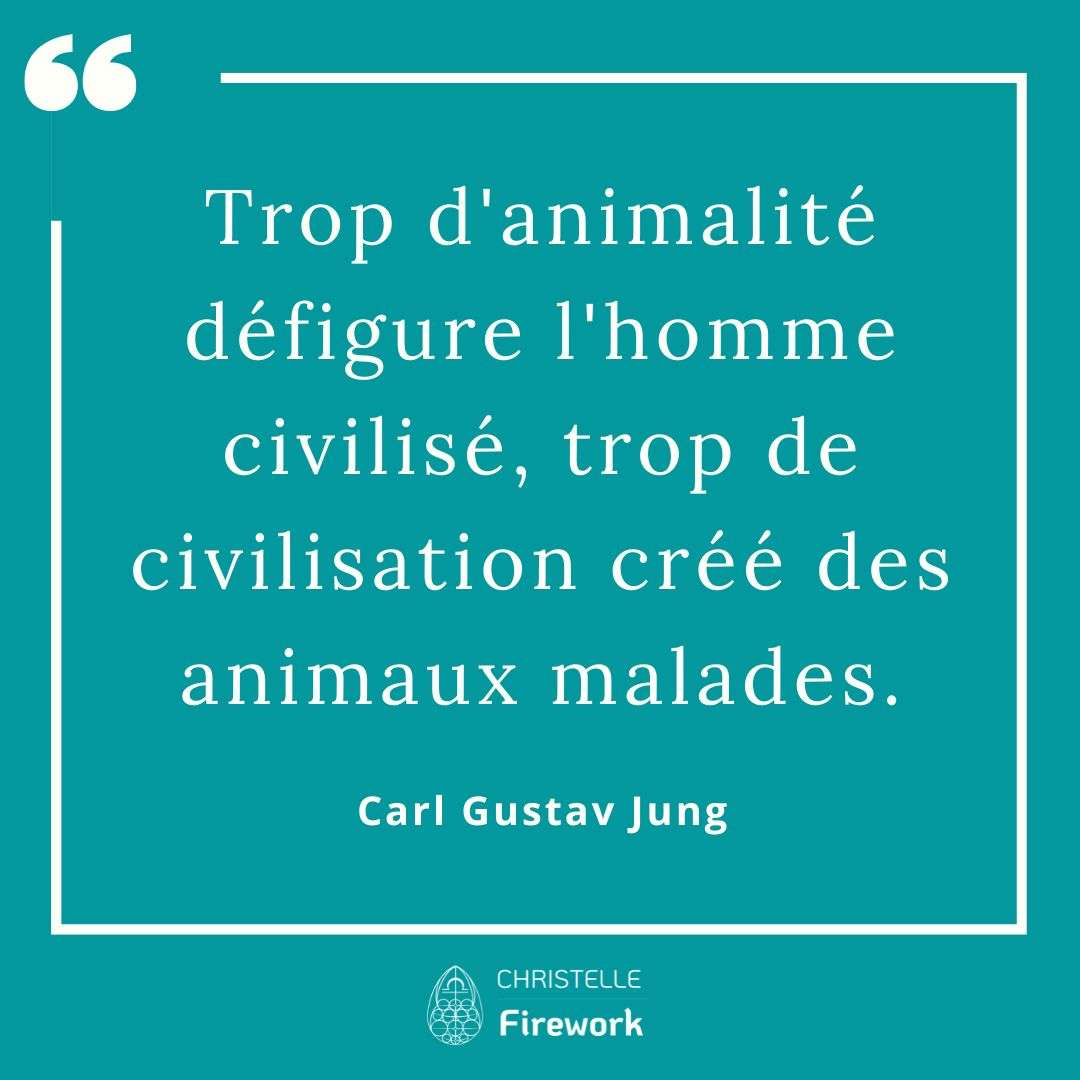 Carl Gustav Jung - Trop d'animalité défigure l'homme civilisé, trop de civilisation créé des animaux malades.
