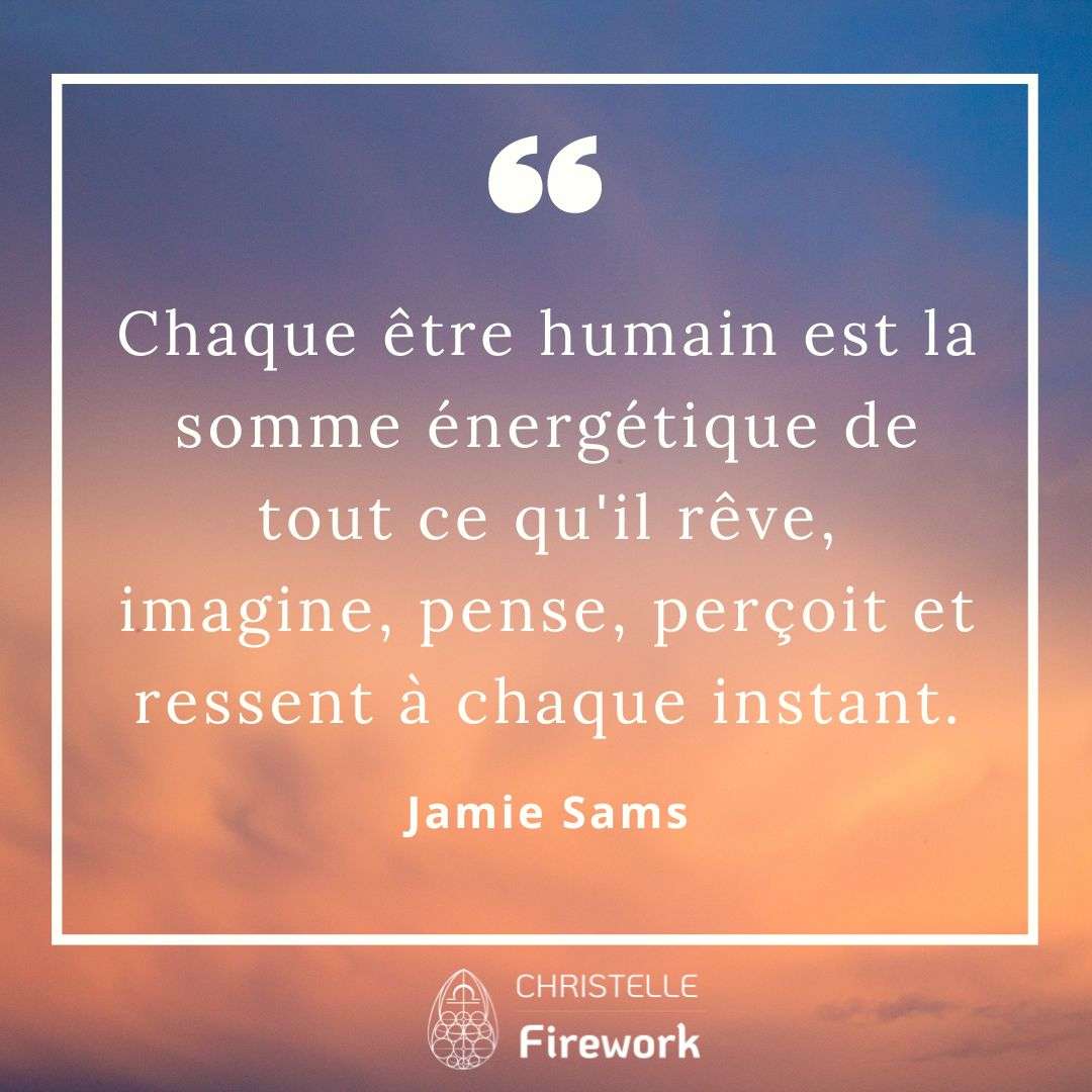 Chaque être humain est la somme énergétique de tout ce qu'il rêve, imagine, pense, perçoit et ressent à chaque instant. - Jamie Sams