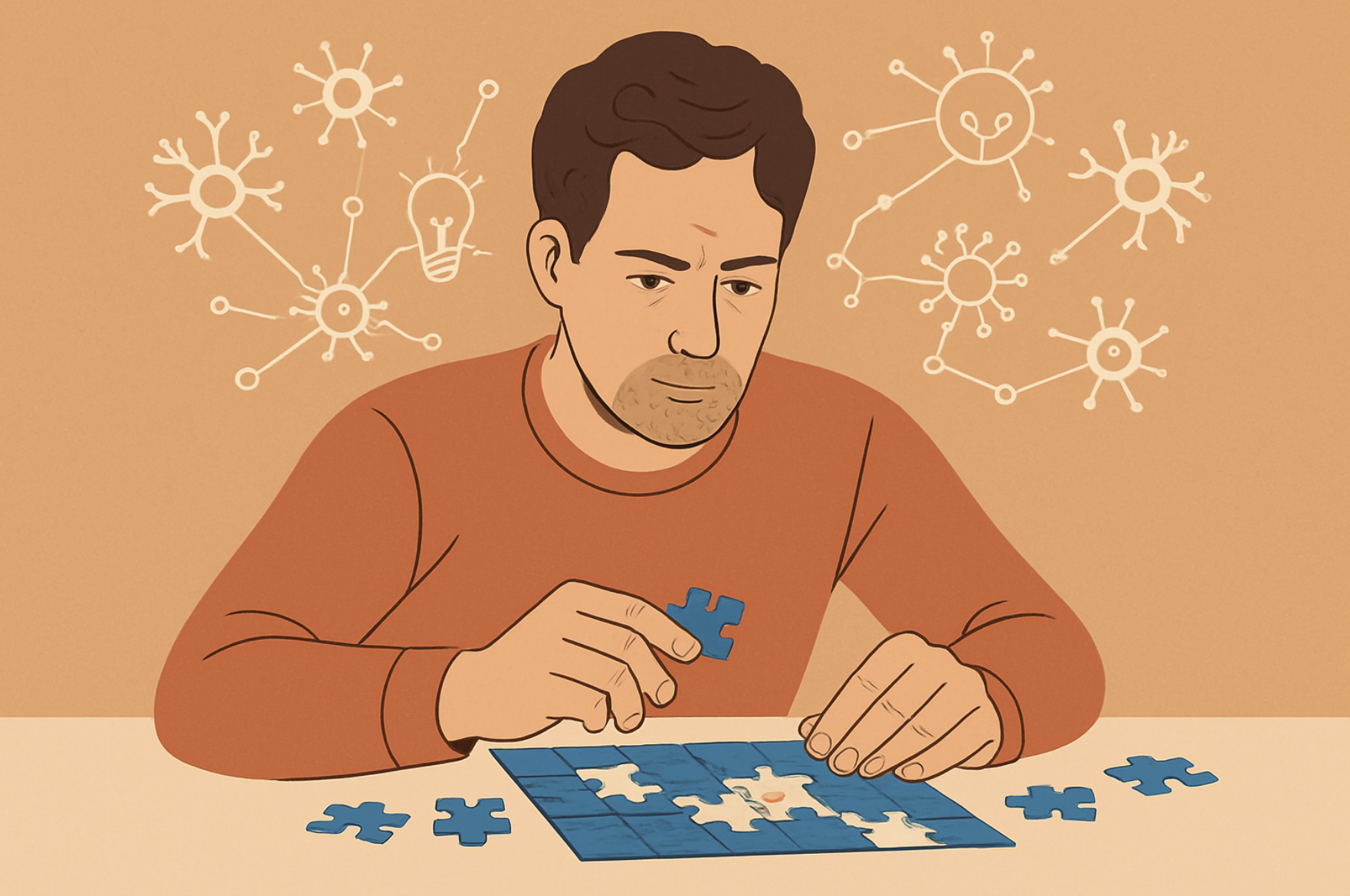 Entraînement cérébral : Comment stimuler votre esprit pour une santé mentale optimale 9 Personne en pleine séance d'entraînement cérébral avec puzzle.