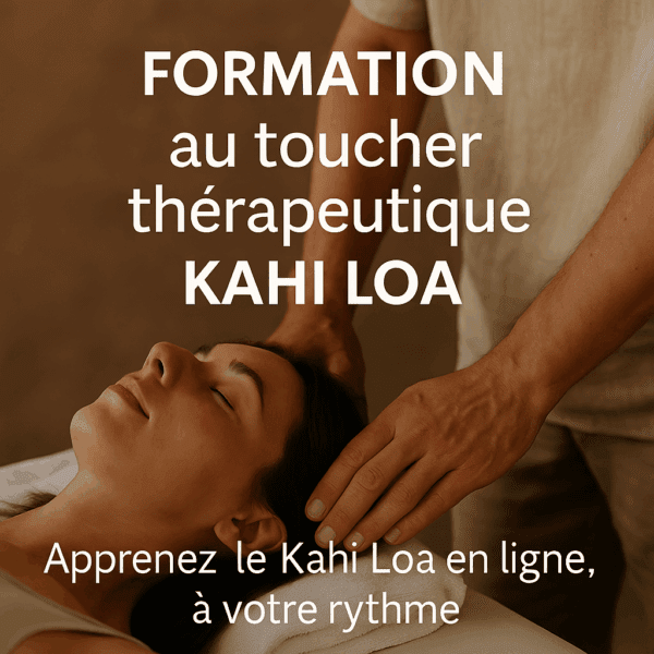 Praticien effectuant un soin énergétique Kahi Loa en formation e-learning