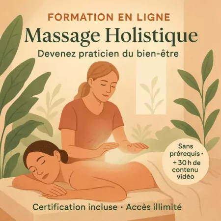 Praticien massage holistique en pleine séance énergétique dans un cadre zen