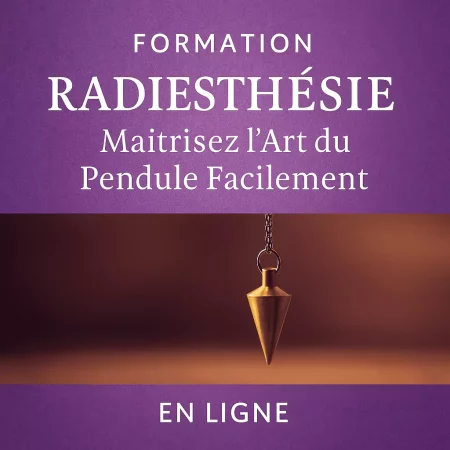 Un pendule suspendu au-dessus d’un graphique de radiesthésie, dans un cadre zen. Une main concentrée pose une question mentale, illustrant l’usage intuitif de l’outil pour capter les réponses énergétiques.