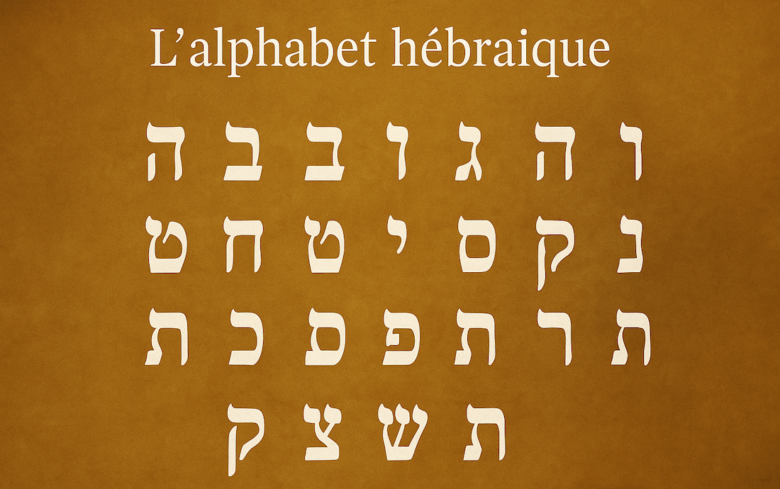 Illustration des lettres de l’alphabet hébraïque avec leurs significations spirituelles en lien avec la Kabbale et l’âme