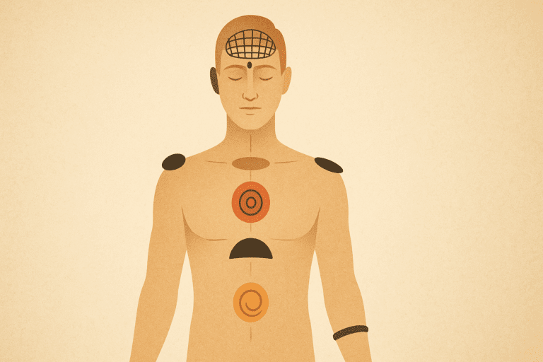 Les différents types d’implants éthériques et leurs fonctions 3 Illustration des types d’implants éthériques positionnés sur le corps énergétique humain