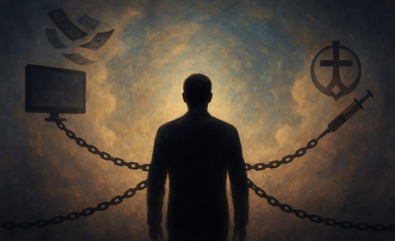 7 forces qui limitent le potentiel humain (et comment s’en libérer) 29 Les forces qui limitent le potentiel humain Illustration conceptuelle d’un être humain entravé par des chaînes symbolisant les forces qui limitent le potentiel humain