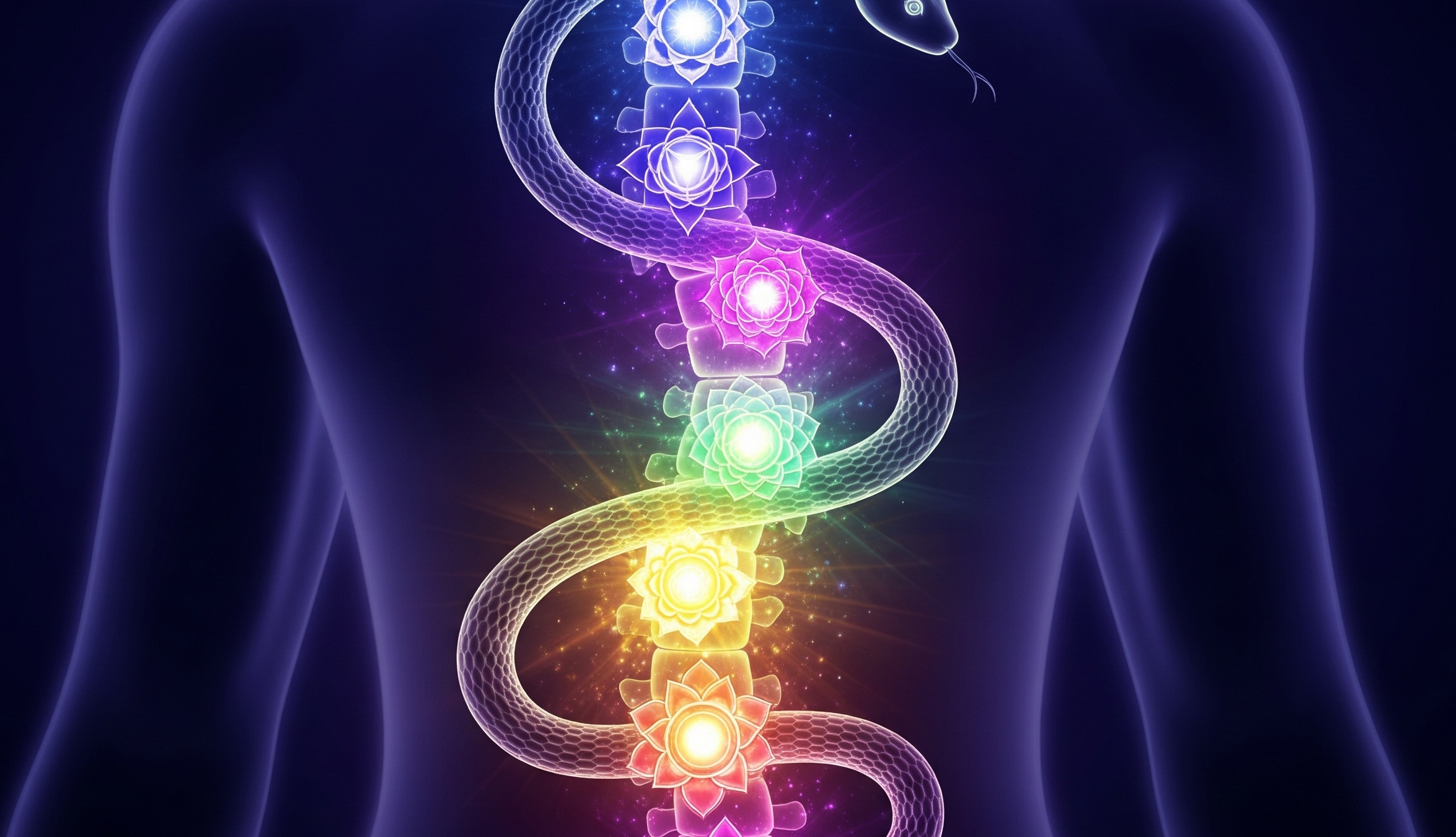 Représentation symbolique de la Kundalini, énergie vitale dormante.